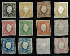 Portugal, 1870/6, # 36/47, 240 Reis Com Certificado, Cotados Sem Goma, MH And MNG - Nuevos