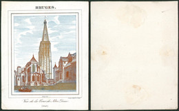 Belgique - Carte En Porcelaine : Bruges : Vue De La Tour De Notre Dame (1843) / 12,3 X 9,2 Cm - Porcelaine