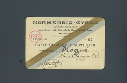 Carte D'adhérent "Normandia-cycle" 1927 Rouen - Cartes De Membre