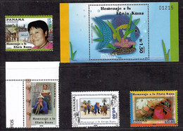 Panama 2003 Kuna Indians ,Man And Women, Dancers , Women Sewing And Fish 4V + 1 S/S MNH - Panama