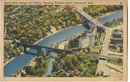 Etats Unis  -  Cleveland - Ohio -     Rocky River  Bridge  And  Valley Showing   Westlke Hotel - Cleveland