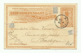 E.P. Carte 15c. Mols Obl. Sc MATADI 6 Juin 1900 Vers Commis Des Postes à Bastogne. TB   -  19577 - Interi Postali