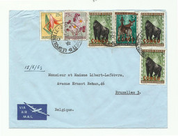 Lettre Par Avion Affr. à 9Fr. (dt FLEURS GORILLE ZEBRE) De LEOPOLDVILLE 1963 Vers Bruxelles. TB   -  19579 - Other & Unclassified