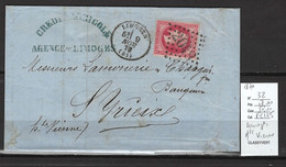 France - Lettre Yvert 32 - Limoges - Haute Vienne - Napoléon Lauré 80 Cts - 1870 - 1849-1876: Periodo Classico