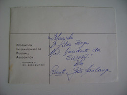 FIFA CARD AND ENVELOPE MANUSCRIPT TEST AND SIGNED BY PRESIDENT JOAO HAVELANGE IN 1981 - Handtekening
