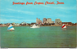 Texas Corpus Christi Greeetings Showing Sailboats On Corpus Christi Bay - Corpus Christi