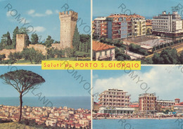 CARTOLINA  PORTO S.GIORGIO,FERMO,MARCHE,SALUTI,SPIAGGIA,MARE,VACANZA,ESTATE,BARCHE A VELA,BELLA ITALIA,VIAGGIATA 1974 - Fermo