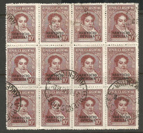 ARGENTINA. 10c OFFICIAL BLOCK OF TWELVE USED BUENOS AIRES POSTMARK. - Oficiales