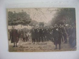 SPAIN / ESPANA-RARE CPA OF THE FUNERAL PROCESS OF SARASATE IN PAMPLONA IN 1908 IN THE STATE - Singers & Musicians