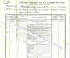 CAVALERIE  C.1805 Compagnie CHEVAU LEGERS DE LA GARDE DU ROI  Sans Date  Wignier D’Avesnes  Sommes Versées à La Cie - Historical Documents