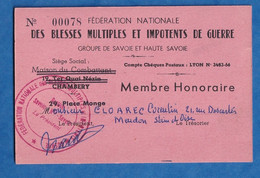 Carte Ancienne Fédération Nationale Des Bléssés Multiples Et Impotents De Guerre - Corentin CLOAREC De MEUDON - Soldat - Documents