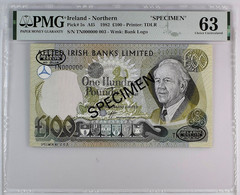 Ireland Northern 100 Pounds 1982 SPECIMEN PMG 63 UNC P-5s "free Shipping Via Registered Air Mail" - 100 Pounds