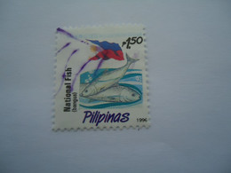 PHILIPPINES  USED    STAMPS FISHES    AND FLAG - Philippinen