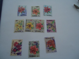 PHILIPPINES   USED 10 STAMPS FLOWERS - Philippinen