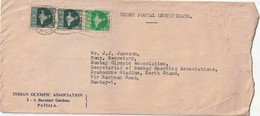 India 1960 OLYMPIC Association Duplex Wavy Can. Patiala > Bombay Brabourne Stadium , Olympics (**)  Inde Indien - Briefe U. Dokumente