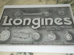 ANCIENNE PUBLICITE LA MEILLEUR DES MONTRES LONGINES  1913 - Andere & Zonder Classificatie