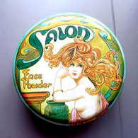 Vintage Boite Métal  - SALON  Face Powder - Femme Nue, Style Art Déco -  Réplique Bedford England - Boîtes