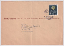 Pro Juventute 122/Michel 489 Firmenbrief Fritz Nordiseck Mech. Bau- Und Möbelschreinerei Gelaufen Nach Zürich - Lettres & Documents