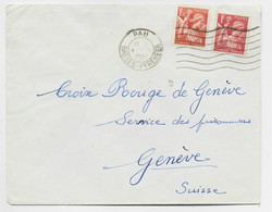 IRIS 1FR ROUGE +1FR50 ORANGE LETTRE PAU 4.IX.1941 POUR SUISSE AU TARIF - 1939-44 Iris