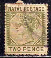 NATAL 1887 QUEEN VICTORIA REGINA VITTORIA TWO PENCE 2p USED USATO OBLITERE' - Natal (1857-1909)