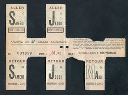 Ancienne Carte Hebdomadaire Tickets SNCF "Gare Montparnasse -> Villepreux-les-Clayes" - Europe
