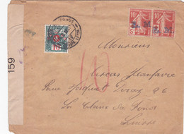 Semeuse Croix Rouge Paire Annulée ZM Suisse Chaux De Fonds 1918 Taxe Suisse Censure Militaire - 1859-1959 Cartas