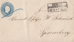 Preussen GS-Umschlag Minr.U12 R3 Berlin Stadtpost-Exp.VIII 29.4. Gel. Nach Spremberg - Postal  Stationery