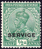 INDIA 1912 KGV ½ Anna Green SERVICE SGO076 MH - Blokken & Velletjes