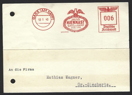 C23 - Germany - 1940 - Card - EMA Gars Am Kamp (Austria) - Julius Kiennast - Briefe U. Dokumente