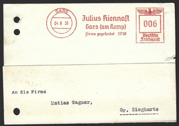 C23 - Germany - 1939 - Card - EMA Gars Am Kamp (Austria) - Julius Kiennast - Briefe U. Dokumente