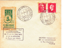 Carte 25 Ans Des Coins Datés Expo Philatelique Paris  1947 Baron Vinck Gandon Dulac - 1944-45 Marianne De Dulac