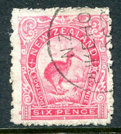 New Zealand 1902-07 Pictorials - Wmk. NZ & Star - P.11 - 6d Kiwi Used (SG 312) - Shade - Oblitérés