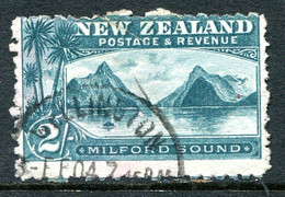 New Zealand 1902-07 Pictorials - Wmk. NZ & Star - P.11 - 2/- Milford Sound Used (SG 316a) - Oblitérés