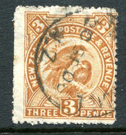 New Zealand 1902-07 Pictorials - Wmk. NZ & Star - P.14 - 3d Huia Used (SG 321) - Oblitérés