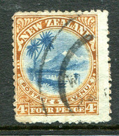 New Zealand 1902-07 Pictorials - Wmk. NZ & Star - P.14 - 4d Lake Taupo - Wmk. Reversed - Used (SG 322x) - Oblitérés