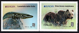 Italy - 2021 - Europa CEPT - Endangered Animal Species - Lizard And Bear - Mint Self-adhesive Stamp Set - 2021-...: Mint/hinged