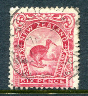 New Zealand 1907-08 Redrawn Pictorials - P.14 X 15 - 6d Kiwi Used (SG 384) - Gebraucht