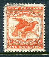 New Zealand 1907-08 Redrawn Pictorials - P.14 X 15 - 1/- Kea & Kaka Used (SG 385) - Usati