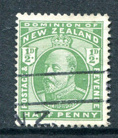 New Zealand 1909-12 King Edward VII - ½d Green Used (SG 387) - Usados