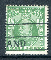 New Zealand 1909-12 King Edward VII - ½d Green Used (SG 387) - Usati