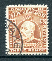New Zealand 1909-16 King Edward VII - P.14 X 14½ - 3d Chestnut Used (SG 389) - Used Stamps
