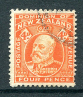 New Zealand 1909-16 King Edward VII - P.14 X 14½ - 4d Orange-red Used (SG 390) - Gebraucht