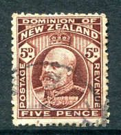 New Zealand 1909-16 King Edward VII - P.14 X 14½ - 5d Brown Used (SG 391) - Gebruikt