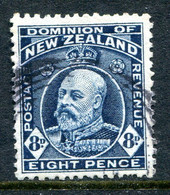 New Zealand 1909-16 King Edward VII - P.14 X 14½ - 8d Indigo-blue Used (SG 393) - Used Stamps
