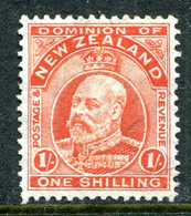 New Zealand 1909-16 King Edward VII - P.14 X 14½ - 1/- Vermilion Used (SG 394) - Used Stamps