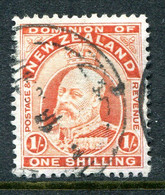 New Zealand 1909-16 King Edward VII - P.14 X 14½ - 1/- Vermilion Used (SG 394) - Used Stamps