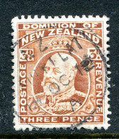 New Zealand 1909-16 King Edward VII - P.14 - 3d Chestnut Used (SG 395) - Usati