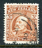 New Zealand 1909-16 King Edward VII - P.14 - 3d Chestnut Used (SG 395) - Usados