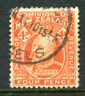 New Zealand 1909-16 King Edward VII - P.14 - 4d Orange Used (SG 396) - Usati