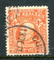 New Zealand 1909-16 King Edward VII - P.14 - 4d Orange Used (SG 396) - Gebruikt